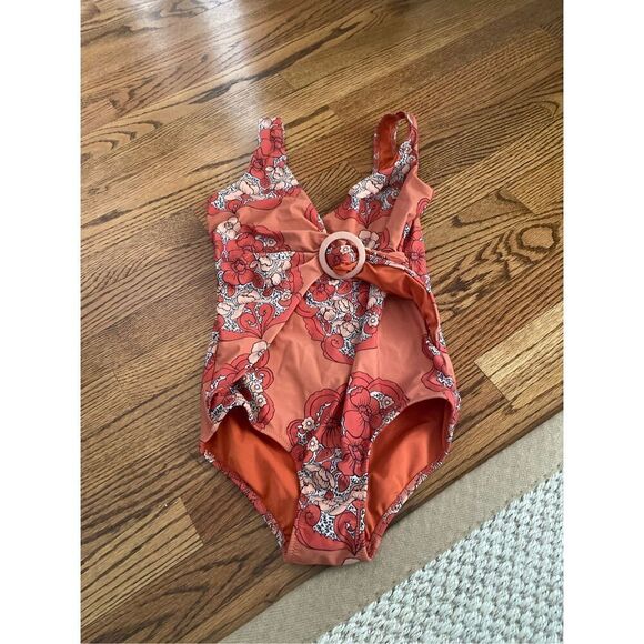 MINI RODINI RED FLORAL SWIMSUIT (UPF50+) - Picture 2 of 2